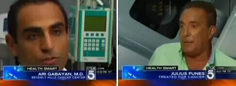 美國KTLA5電視臺報道Dr. Ari Gabayan(左)采用先進放射療法治愈前列腺癌患者(Julius Funes)